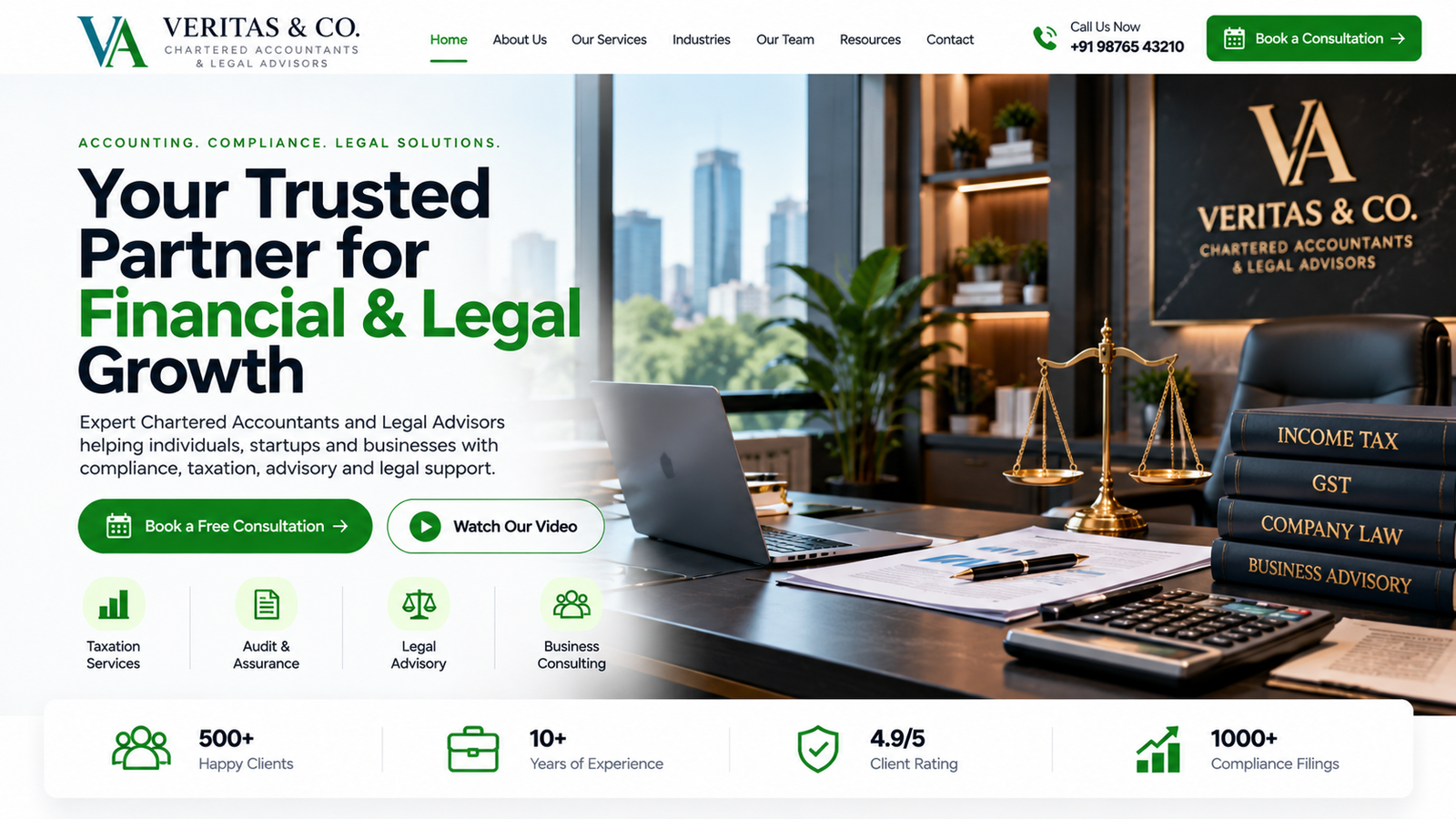 Veritas and Company homepage for chartered accountants and legal advisors